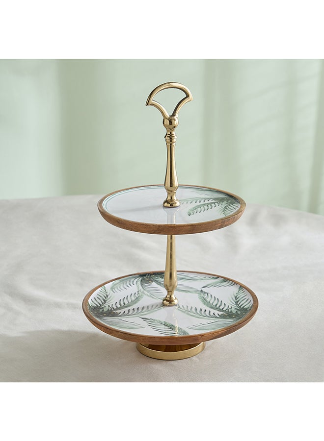 Home Box Palm Leaf 2-Tier Wooden Platter - Image 2